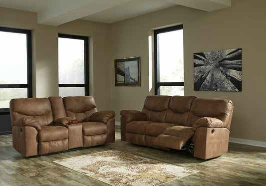 NEW | 175856 | Boxberg Bark REC Sofa & DBL REC Loveseat with Console: Ashley Furniture