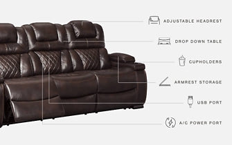Warnerton PWR REC Sofa with ADJ Headrest Signature Design by Ashley®