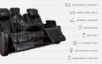 Party Time PWR REC Sofa with ADJ Headrest Signature Design by Ashley®