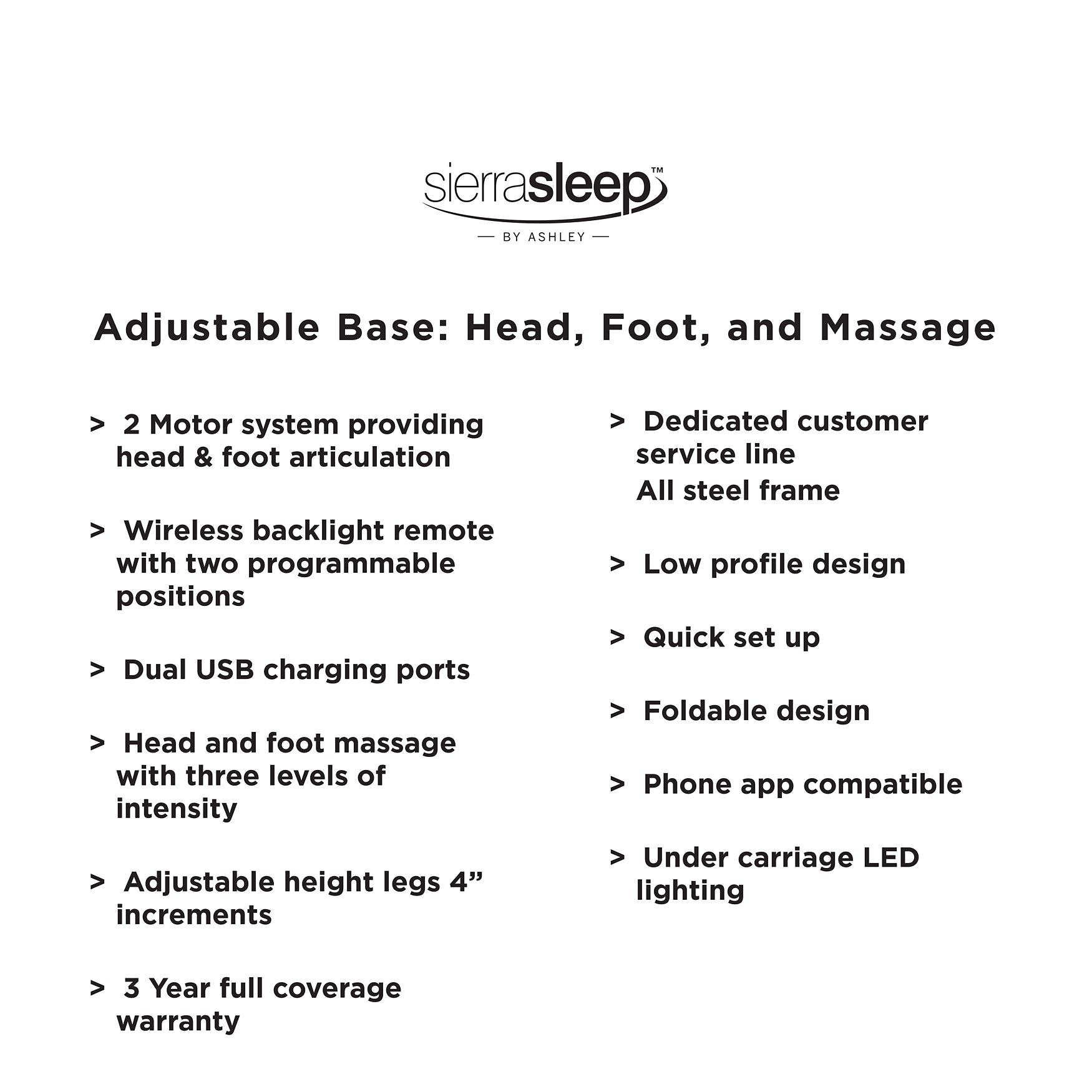 Head-Foot Model Better Queen Adjustable Base Sierra Sleep® by Ashley