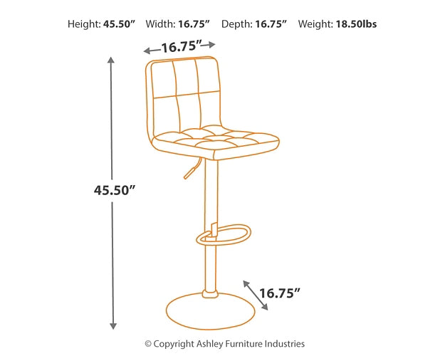 Bellatier Adjustable Height Bar Stool (Set of 2) Signature Design by Ashley®