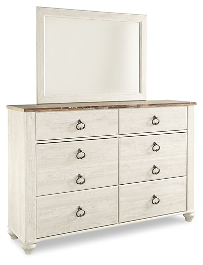 Willowton Twin Panel Headboard with Mirrored Dresser, Chest and 2 Nightstands Signature Design by Ashley®