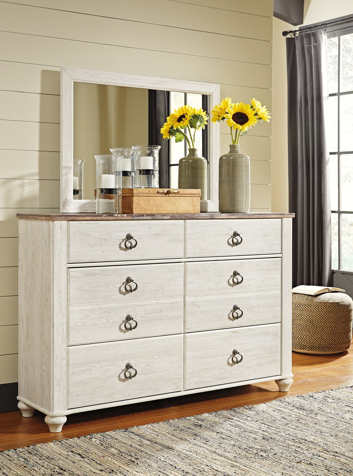Willowton Twin Panel Headboard with Mirrored Dresser, Chest and 2 Nightstands Signature Design by Ashley®
