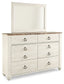 Willowton Queen/Full Panel Headboard with Mirrored Dresser, Chest and 2 Nightstands Signature Design by Ashley®