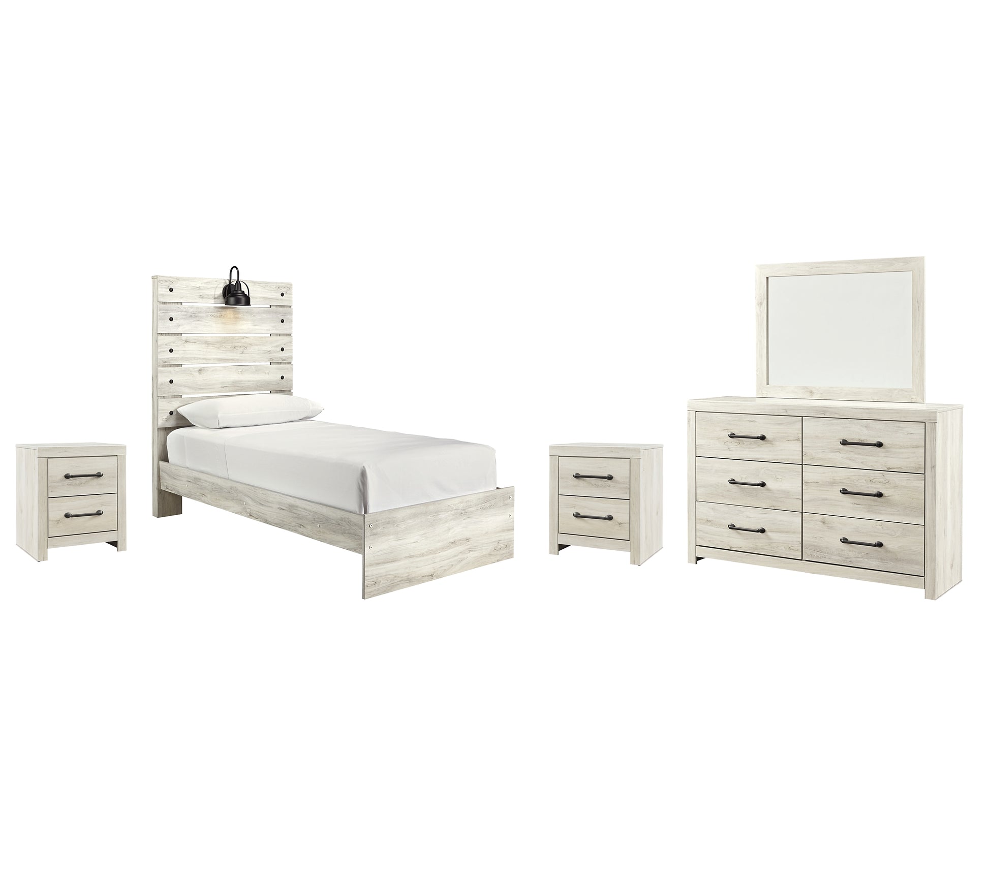 Cambeck Twin Panel Bed with Mirrored Dresser and 2 Nightstands Signature Design by Ashley®