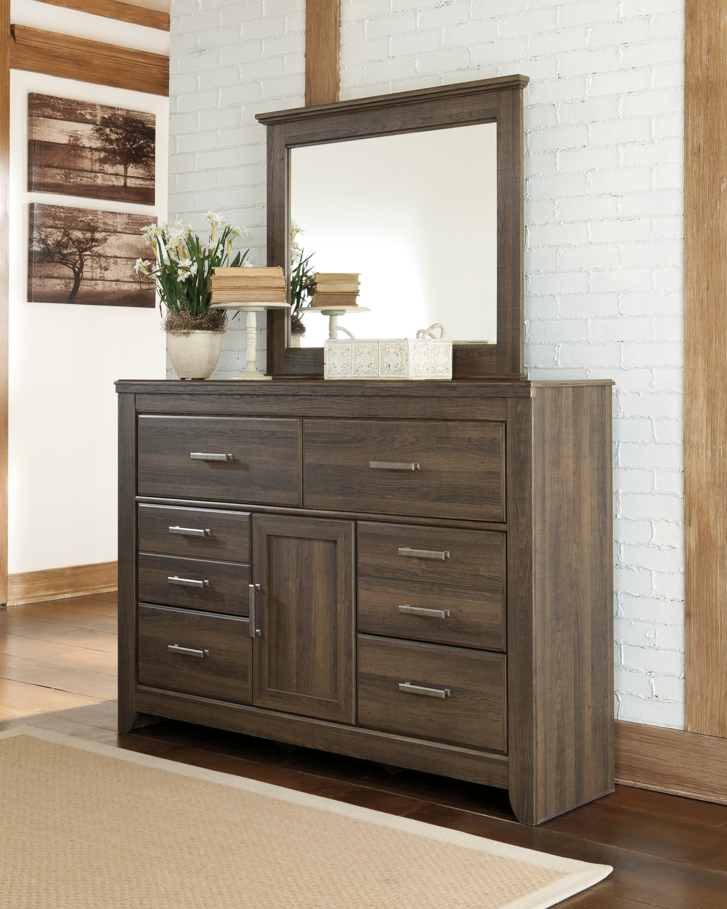 Juararo Queen Panel Headboard with Mirrored Dresser, Chest and Nightstand Signature Design by Ashley®