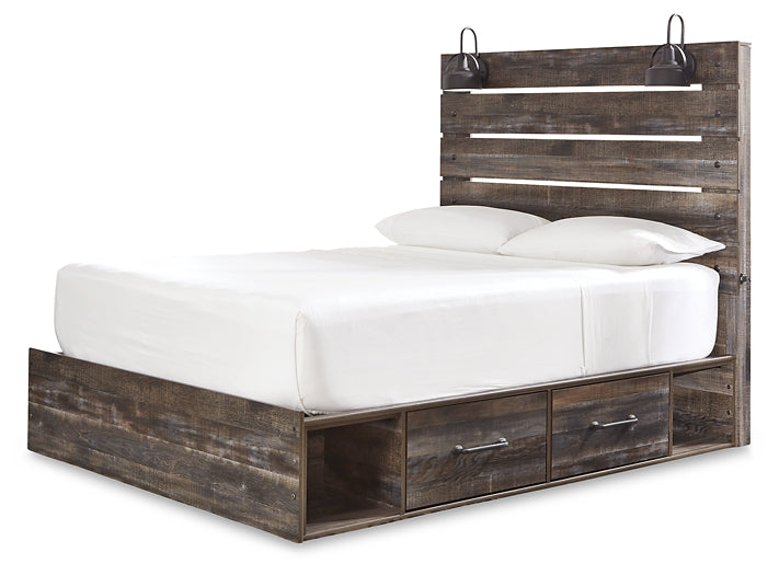 Drystan Queen Panel Bed with 4 Storage Drawers with Mirrored Dresser and Chest Signature Design by Ashley®