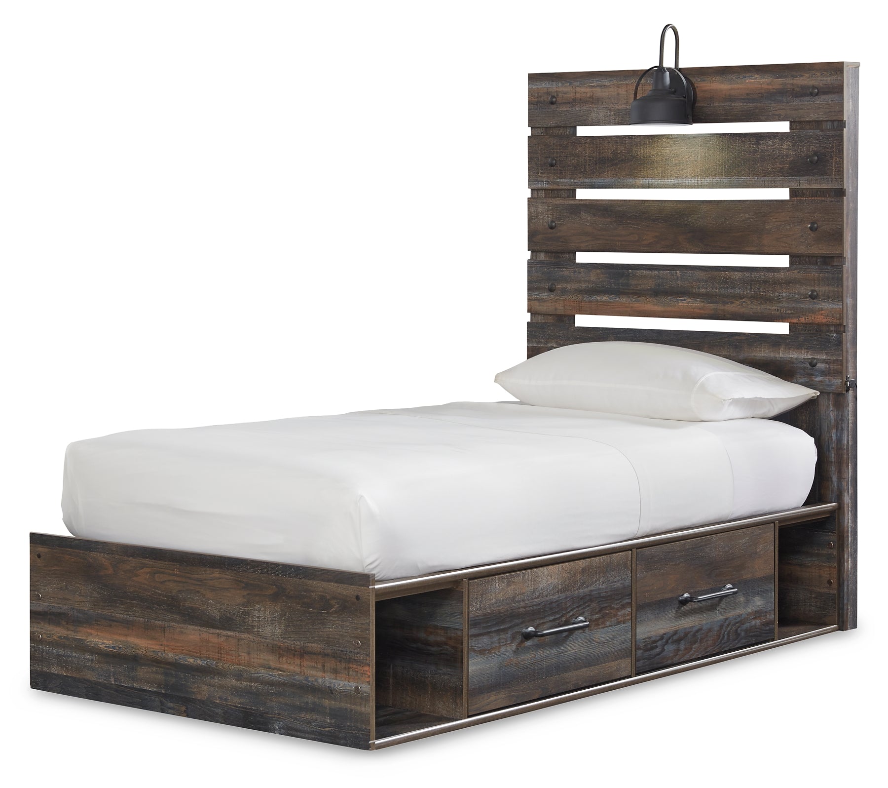 Drystan Twin Panel Bed with 4 Storage Drawers with Mirrored Dresser Signature Design by Ashley®