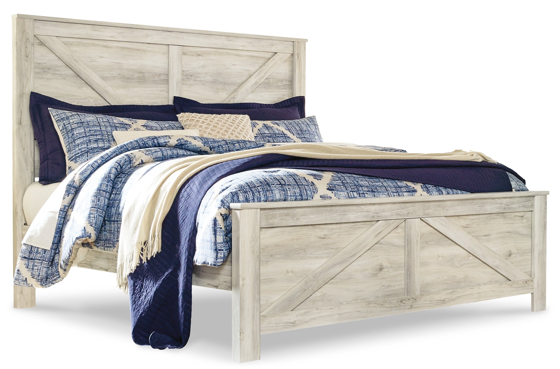 Bellaby Queen Crossbuck Panel Bed with Mirrored Dresser and Chest Signature Design by Ashley®