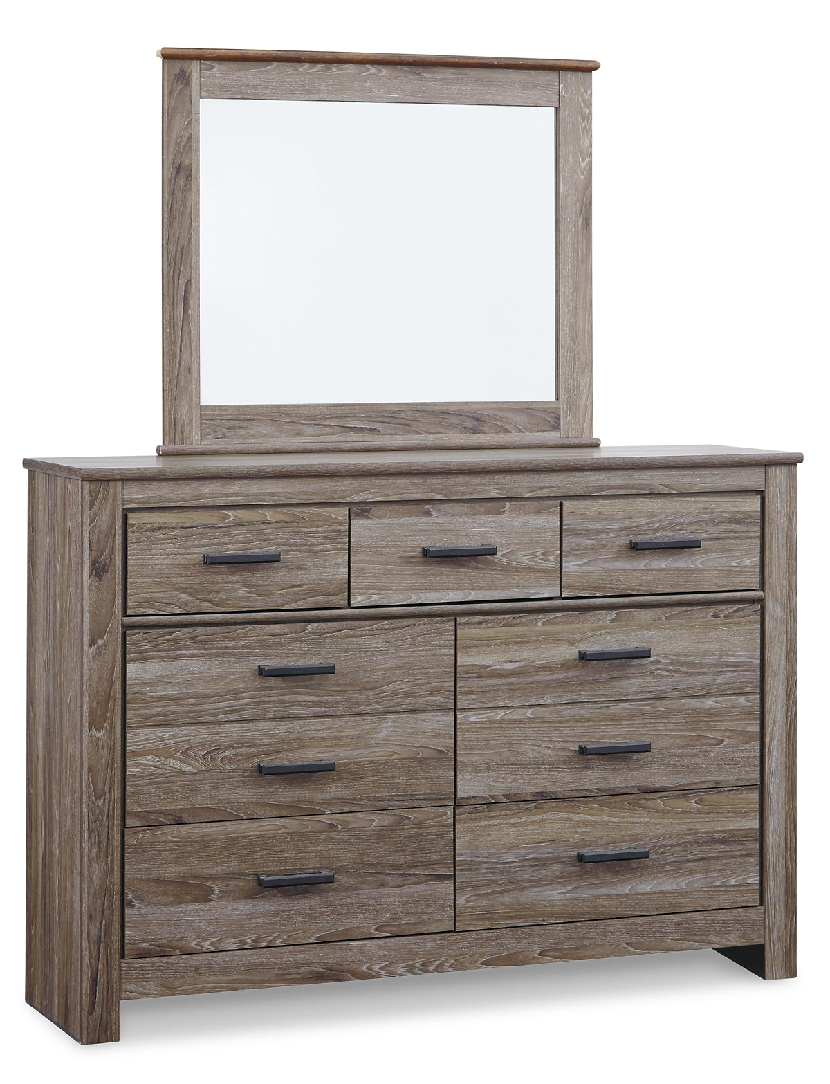 Zelen King Panel Bed with Mirrored Dresser and Chest Signature Design by Ashley®