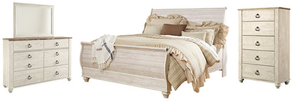 Willowton Queen Sleigh Bed with Mirrored Dresser and Chest Signature Design by Ashley®