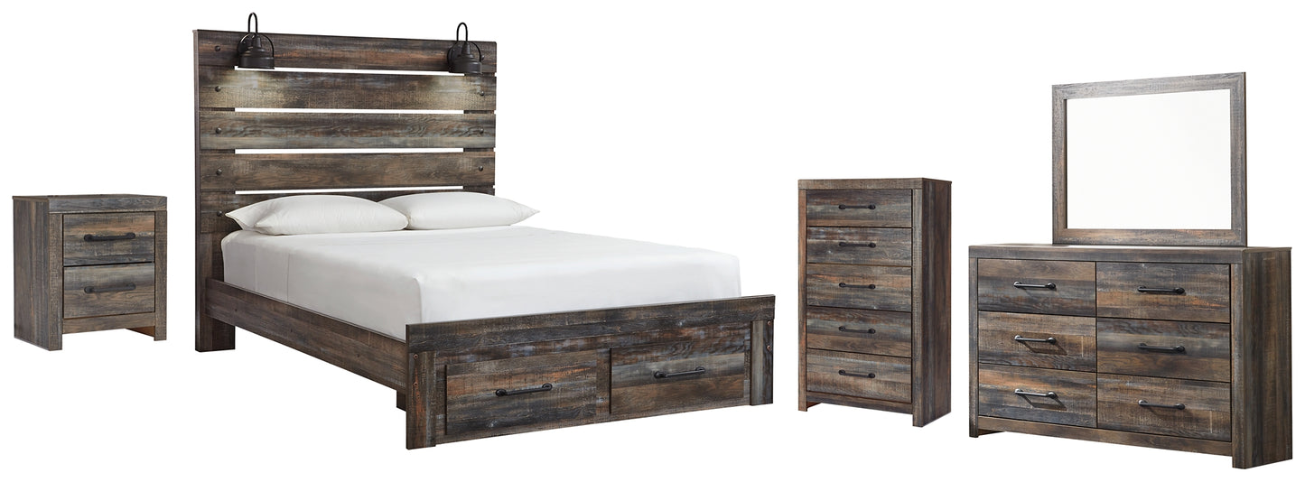 Drystan Queen Panel Bed with 2 Storage Drawers with Mirrored Dresser, Chest and Nightstand Signature Design by Ashley®