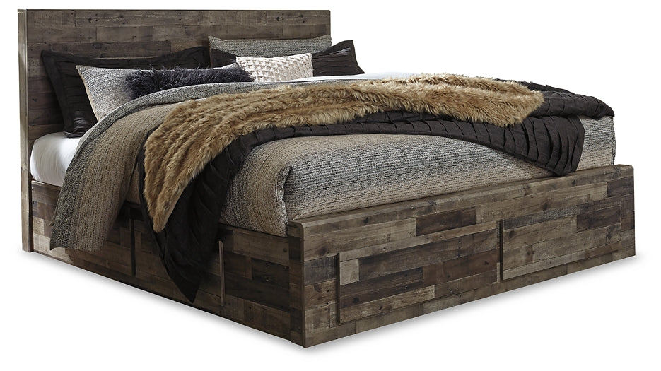 Derekson King Panel Bed with 4 Storage Drawers with Mirrored Dresser Benchcraft®