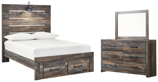Drystan Full Panel Bed with 2 Storage Drawers with Mirrored Dresser Signature Design by Ashley®
