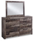 Derekson King Panel Headboard with Mirrored Dresser and 2 Nightstands Benchcraft®
