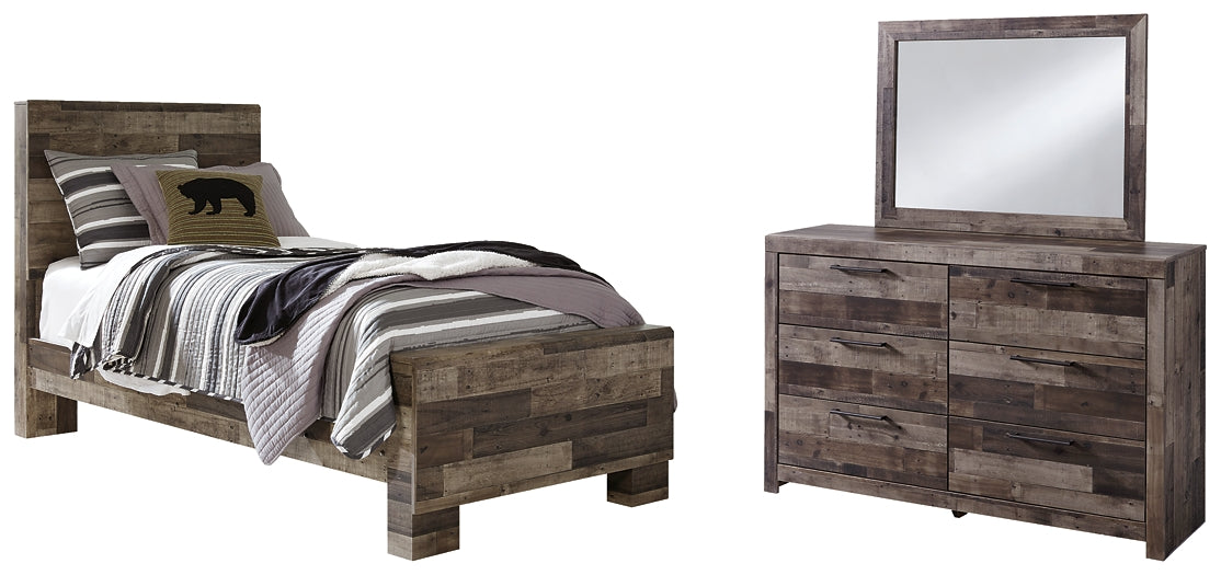 Derekson Twin Panel Bed with Mirrored Dresser Benchcraft®