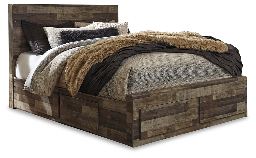 Derekson Queen Panel Bed with 6 Storage Drawers with Mirrored Dresser Benchcraft®