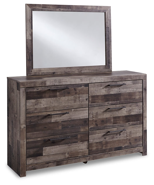 Derekson Queen Panel Bed with 2 Storage Drawers with Mirrored Dresser Benchcraft®