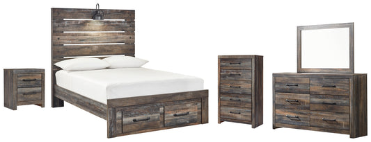 Drystan Full Panel Bed with 2 Storage Drawers with Mirrored Dresser, Chest and Nightstand Signature Design by Ashley®