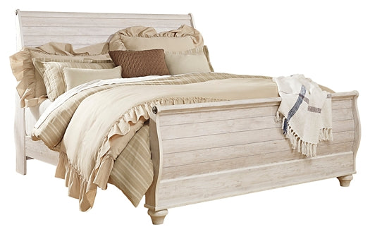 Willowton King Sleigh Bed with Mirrored Dresser and 2 Nightstands Signature Design by Ashley®
