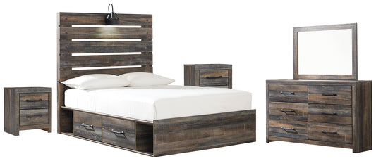 Drystan Twin Panel Bed with 2 Storage Drawers with Mirrored Dresser and 2 Nightstands Signature Design by Ashley®