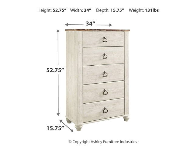 Willowton Queen Panel Bed with Mirrored Dresser and Chest Signature Design by Ashley®