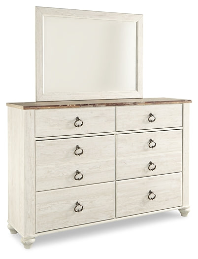 Willowton King Panel Bed with Mirrored Dresser and Chest Signature Design by Ashley®