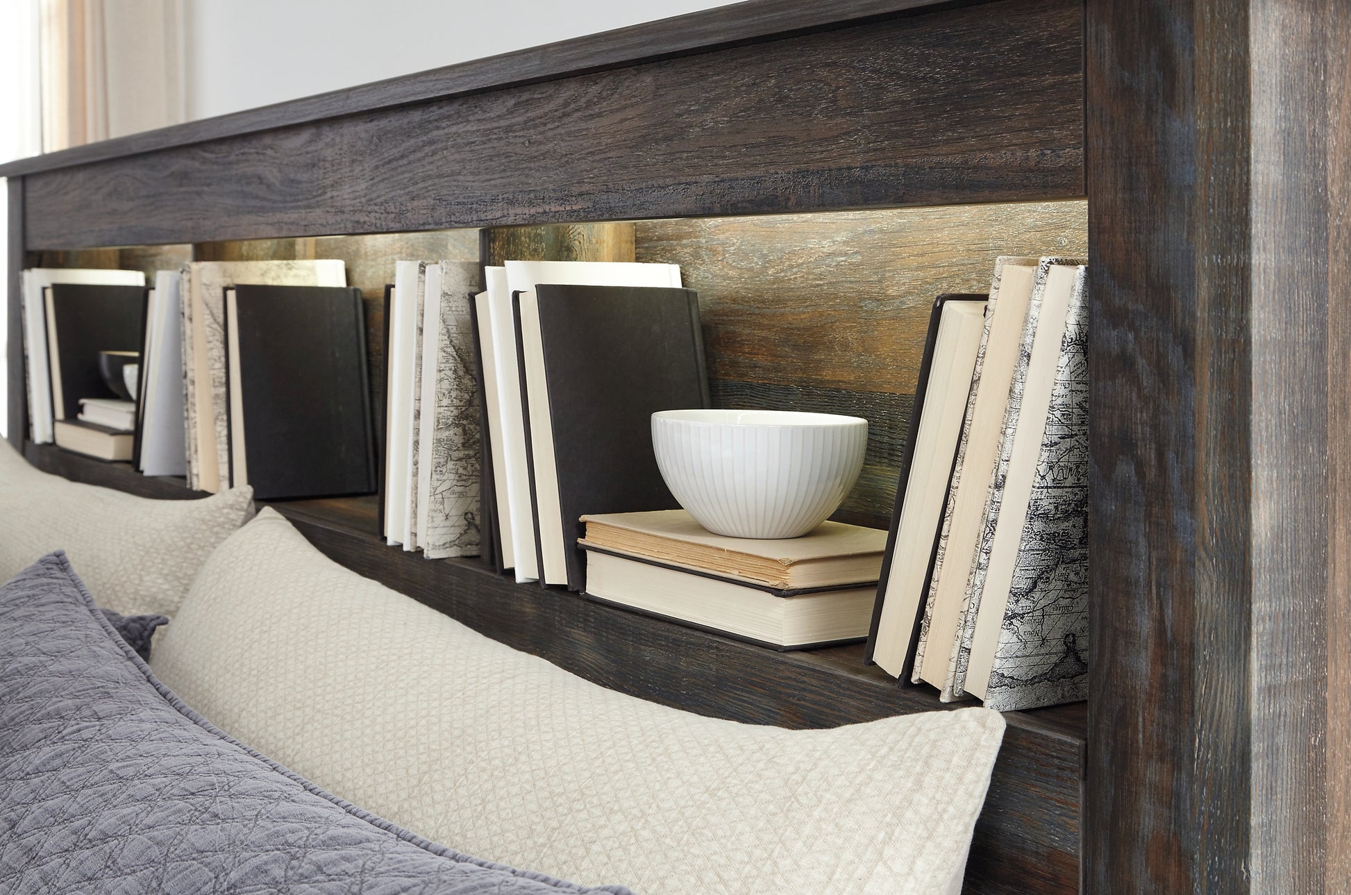 Drystan Queen Bookcase Bed with 2 Storage Drawers with Mirrored Dresser, Chest and 2 Nightstands Signature Design by Ashley®