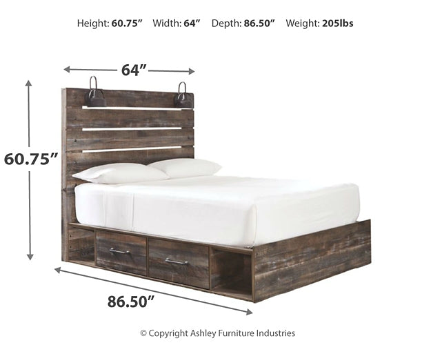 Drystan Queen Panel Bed with 2 Storage Drawers with Mirrored Dresser Signature Design by Ashley®