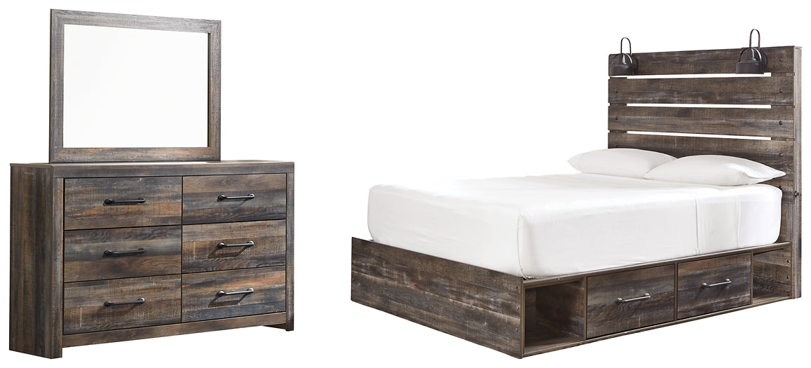 Drystan Queen Panel Bed with 4 Storage Drawers with Mirrored Dresser Signature Design by Ashley®