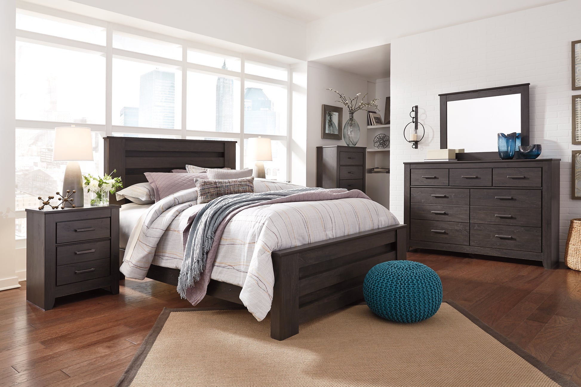 Brinxton Queen Panel Bed with Mirrored Dresser, Chest and Nightstand Signature Design by Ashley®