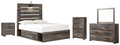 Drystan Twin Panel Bed with 2 Storage Drawers with Mirrored Dresser, Chest and Nightstand Signature Design by Ashley®