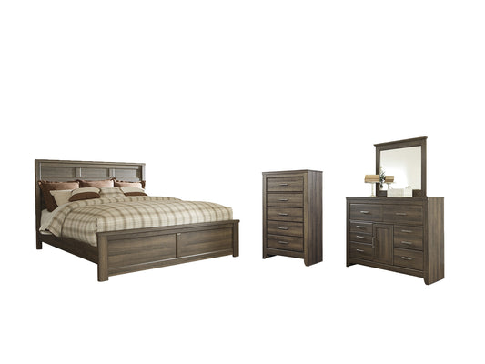 Juararo California King Panel Bed with Mirrored Dresser and Chest Signature Design by Ashley®