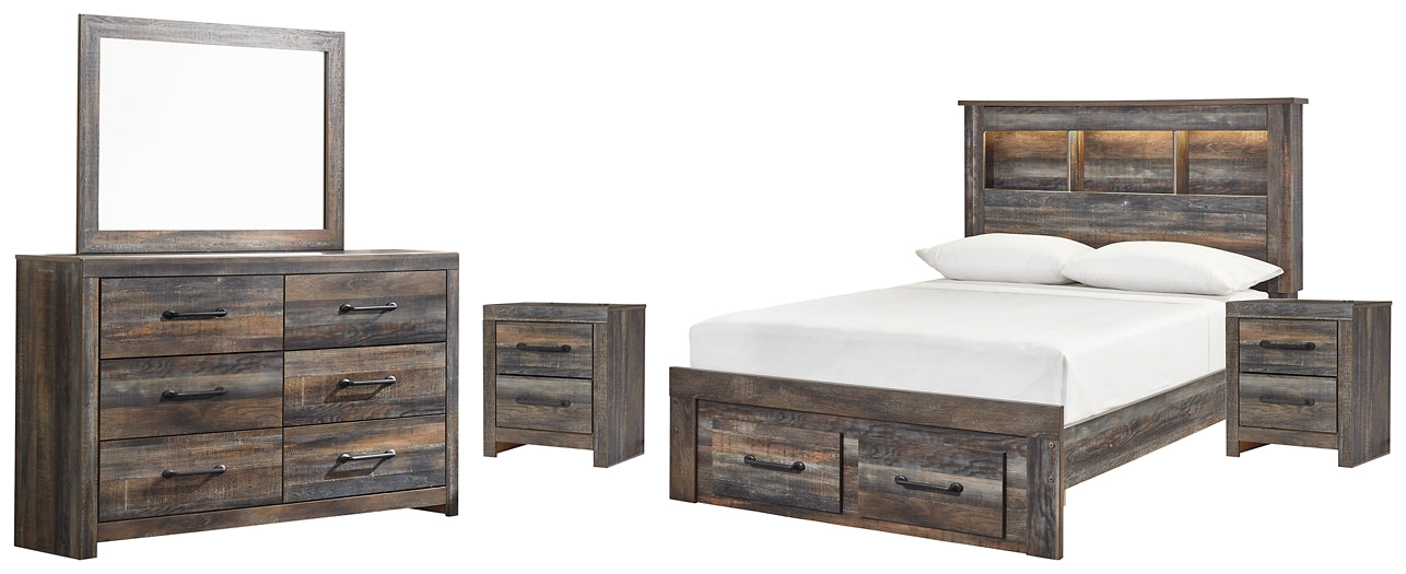 Drystan Full Bookcase Bed with 2 Storage Drawers with Mirrored Dresser and 2 Nightstands Signature Design by Ashley®