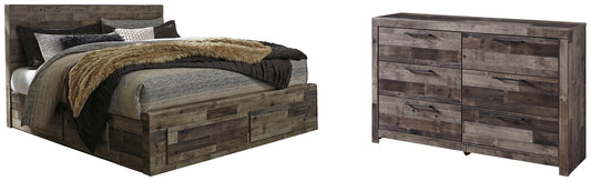 Derekson King Panel Bed with 4 Storage Drawers with Dresser Benchcraft®