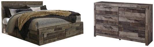 Derekson King Panel Bed with 2 Storage Drawers with Dresser Benchcraft®