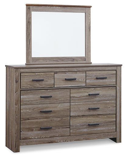 Zelen Queen/Full Panel Headboard with Mirrored Dresser, Chest and Nightstand Signature Design by Ashley®