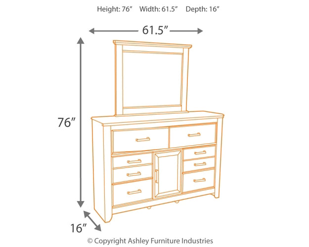 Juararo King/California King Panel Headboard with Mirrored Dresser and Chest Signature Design by Ashley®