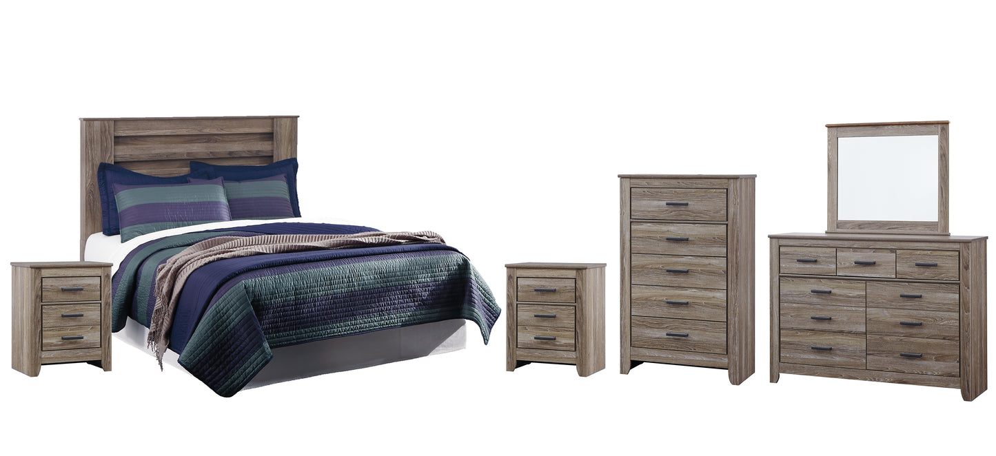 Zelen King/California King Panel Headboard with Mirrored Dresser, Chest and 2 Nightstands Signature Design by Ashley®