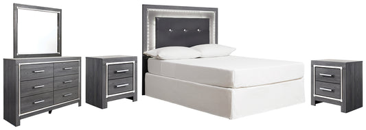 Lodanna Full Upholstered Panel Headboard with Mirrored Dresser and 2 Nightstands Signature Design by Ashley®