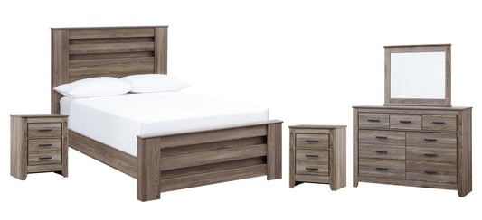 Zelen Full Panel Bed with Mirrored Dresser and 2 Nightstands Signature Design by Ashley®