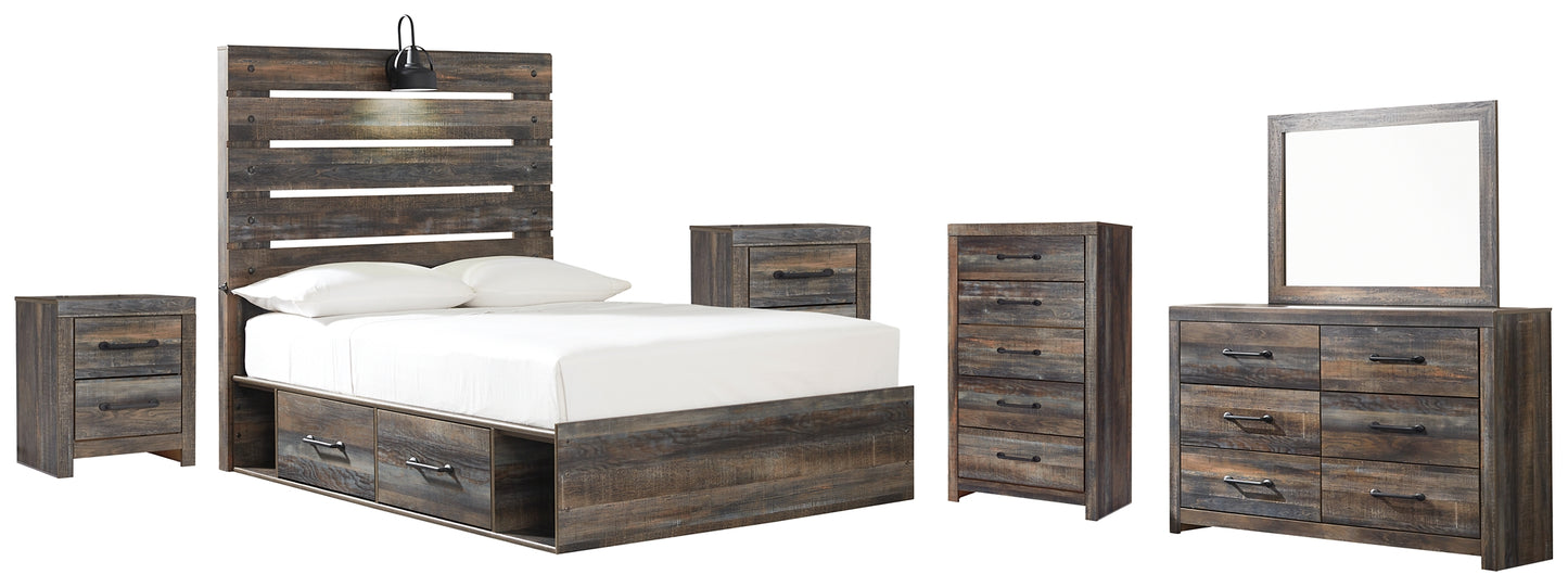 Drystan Twin Panel Bed with 2 Storage Drawers with Mirrored Dresser, Chest and 2 Nightstands Signature Design by Ashley®