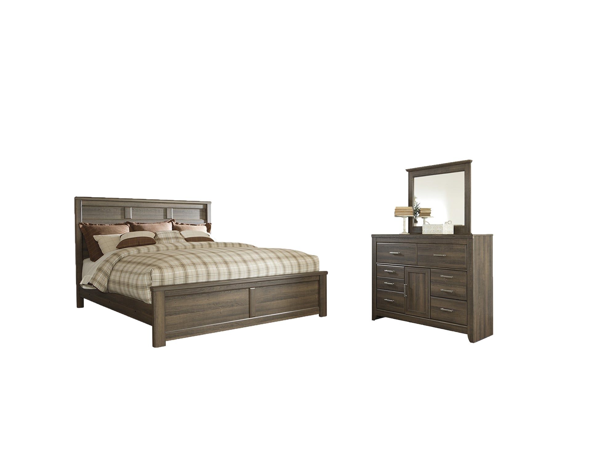 Juararo California King Panel Bed with Mirrored Dresser Signature Design by Ashley®