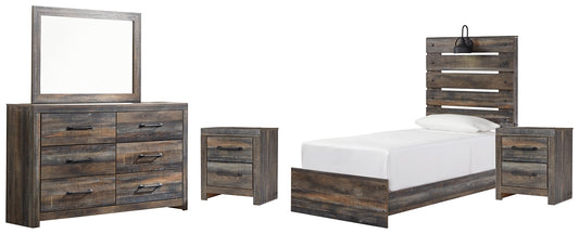 Drystan Twin Panel Bed with Mirrored Dresser and 2 Nightstands Signature Design by Ashley®