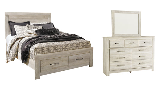 Bellaby Queen Platform Bed with 2 Storage Drawers with Mirrored Dresser Signature Design by Ashley®