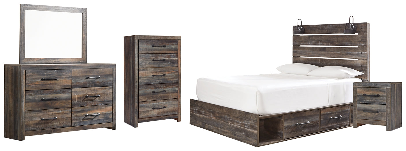 Drystan Queen Panel Bed with 4 Storage Drawers with Mirrored Dresser, Chest and Nightstand Signature Design by Ashley®