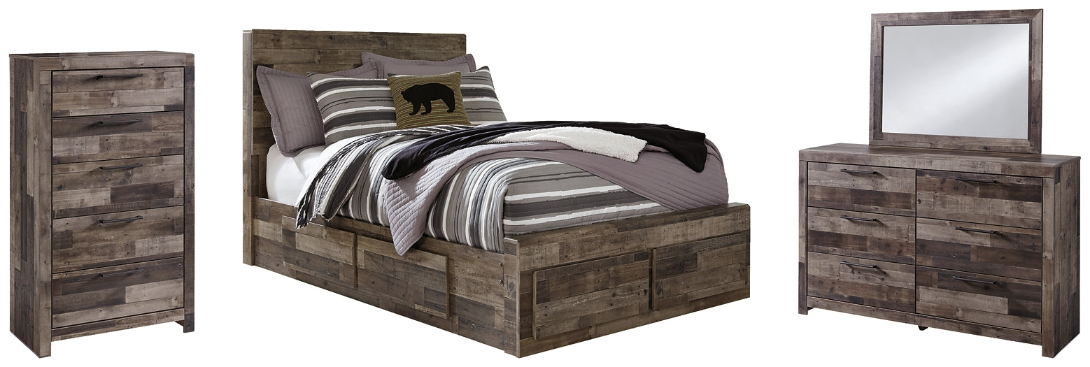 Derekson Full Panel Bed with 6 Storage Drawers with Mirrored Dresser and Chest Benchcraft®