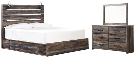 Drystan King Panel Bed with 4 Storage Drawers with Mirrored Dresser Signature Design by Ashley®
