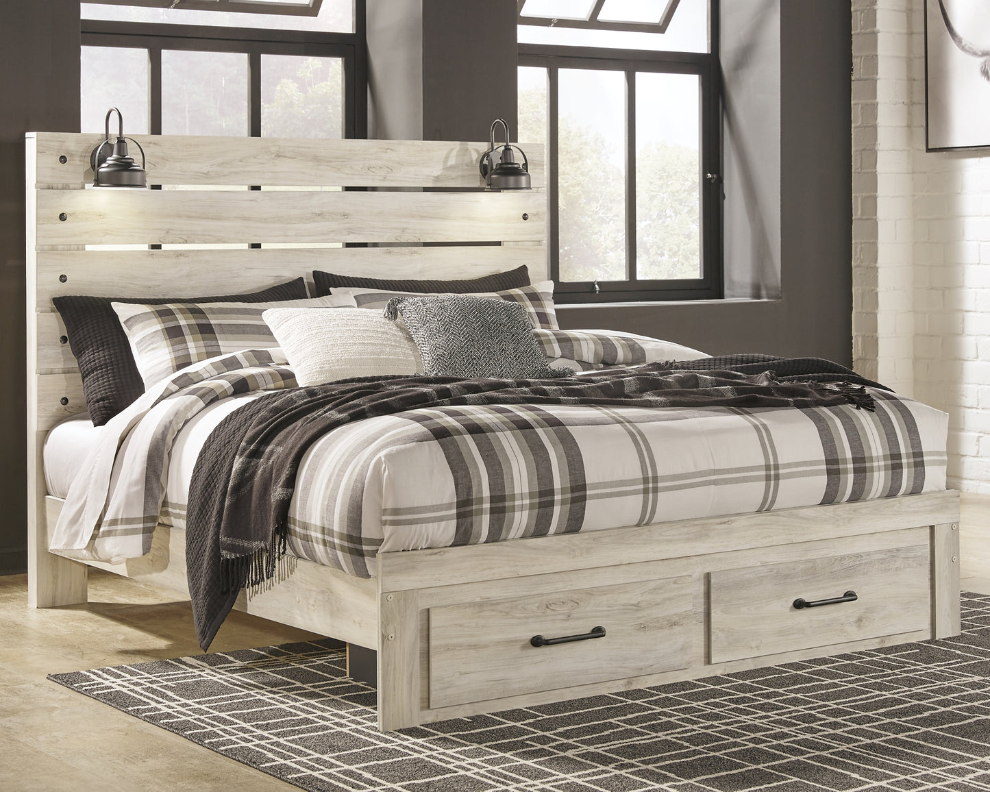 Cambeck Queen Panel Bed with 2 Storage Drawers with Mirrored Dresser and Chest Signature Design by Ashley®