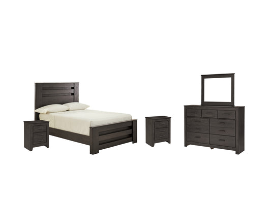 Brinxton Full Panel Bed with Mirrored Dresser and 2 Nightstands Signature Design by Ashley®